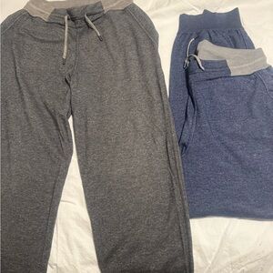 Loro Piana Gray Knit Drawstring Pants with Navy Trim.